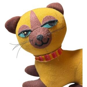 Vintage 1970s Dream Pets Cat Plush Don Winton San Francisco Flocked Stuffed Anml